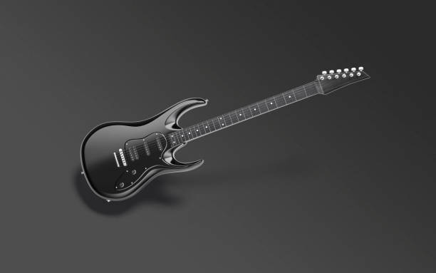 Head stock of a dark electrical bass guitar