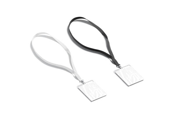 istock Blank black and white lanyard with name card mockup, isolated 1226934877