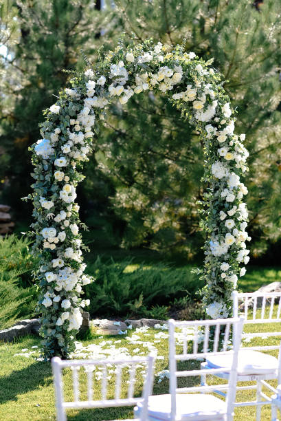istock Outdoor wedding ceremony setup 1226936180
