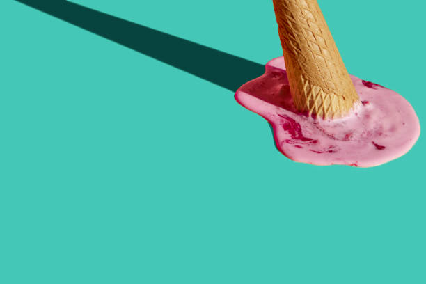 istock Strawberry ice cream cone upside down and melted. 1226936825