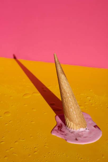 istock Strawberry ice cream cone upside down and melted. 1226936927