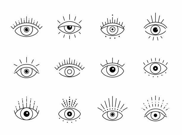 Vector Eye Boho Design Outline Eyes Symbols Tattoo Design Stock  Illustration - Download Image Now - iStock