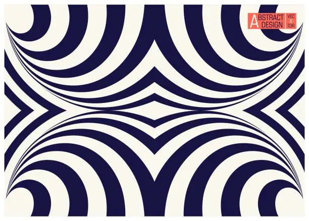 Vector illustration of Two colors striped geometric optical illusion. Conceptual modern art illusion. Vector illustration