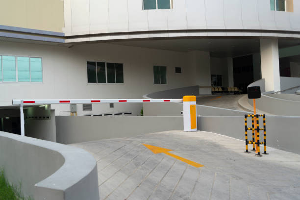 istock Parking place of the building, with automatic barrier system 1226937820