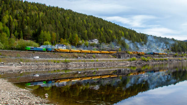 istock Long freight train with carriages along the route 1226938161