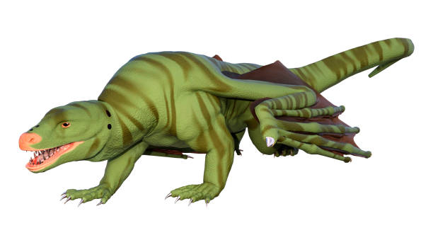 istock 3D illustration fantasy dragon on white 1226938435