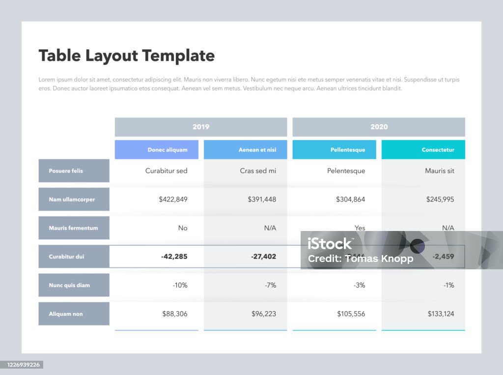 Modern Business Advanced Table Layout Template With Place For Your ...