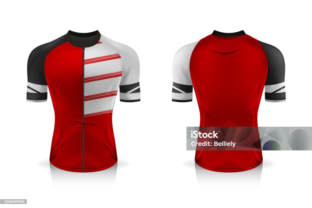 Specification Cycling Jersey Template Mock Up Sport T Shirt Round Neck  Uniform For Bicycle Apparel Vector Illustration Design Separate Work Layers  Stock Illustration - Download Image Now - iStock