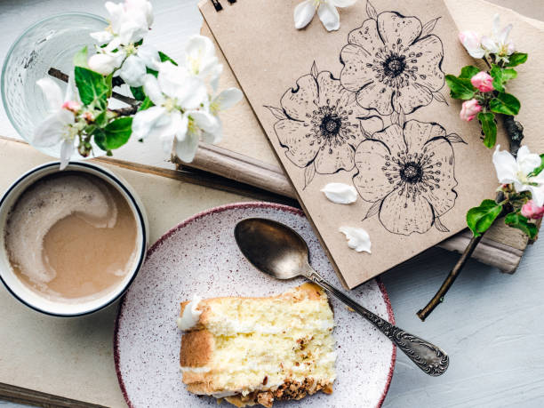 Cup of coffee and a beautiful drawing