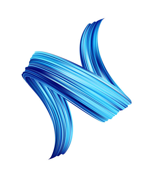 istock 3d realistic blue color brush stroke oil or acrylic paint. Wave Liquid shape. Trendy abstract design 1226943087