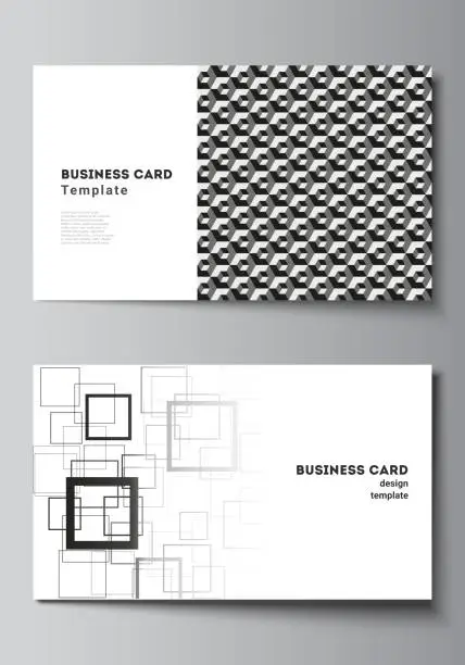 Vector illustration of The minimalistic abstract vector illustration layout of two creative business cards design templates. Trendy geometric abstract background in minimalistic flat style with dynamic composition.