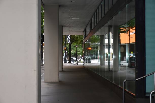 istock Outdoor pedestrian walkway with reflecting windows 1226950306