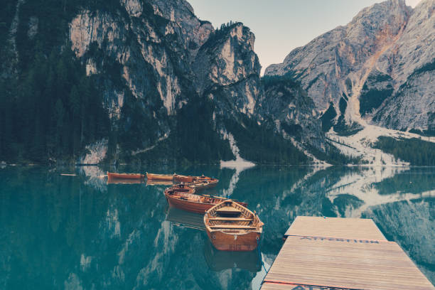 istock Sunrise on The Lago di Braies 1226950769