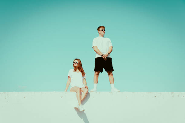 istock Modern Lifestyle Young Couple Standing Concrete Wall 1226958474