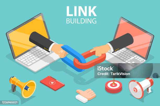 3d Isometric Flat Vector Concept Of Link Building Seo Backlink Strategy Stock Illustration - Download Image Now