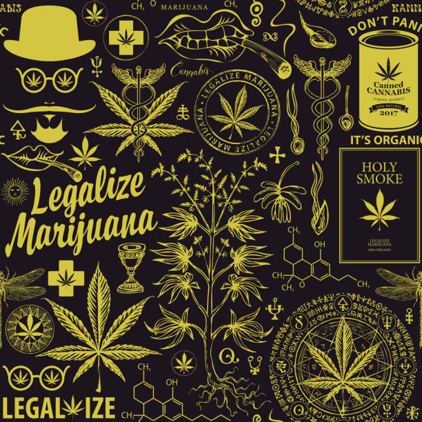 vektor nahtloses muster für die legalisierung von marihuana - legalization stock-grafiken, -clipart, -cartoons und -symbole