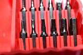 A set of interchangeable heads for a screwdriver