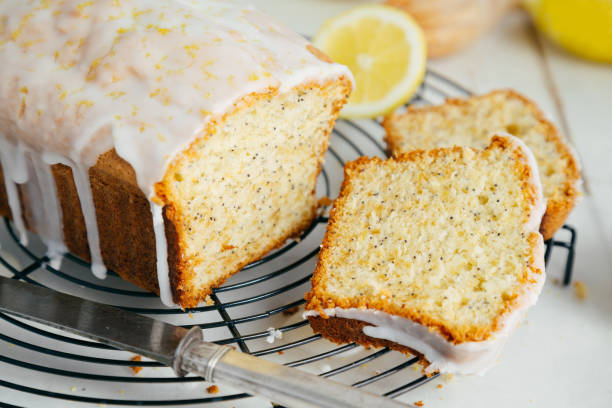 istock Glazed lemon pound cake loaf with poppy seed on cooling rack 1226968719