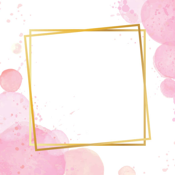 Golden modern frame with a watercolor effect background. Nude rose brush strokes. Gold round contour frame. Golden luxury line border for invitation, card, sale, fashion, wedding. Vector illustration Golden modern frame with a watercolor effect background. Nude rose brush strokes. Gold round contour frame. Golden luxury line border for invitation, card, sale, fashion, wedding. Vector illustration. gold dots border stock illustrations