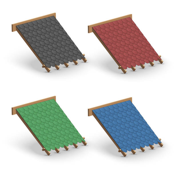 istock Set of Shingles roofing Cover on Roof 1226969910