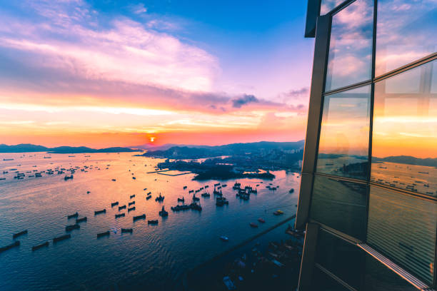 Hong Kong night viewed from Victoria harbor