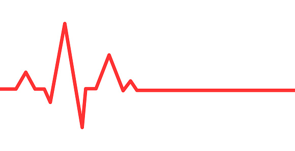 Red pulse on white background. Heartbeat pulse flat vector icon. Heart stop sign. Vector illustration for medical offers and websites.
