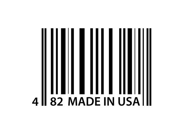 ikona kodu kreskowego oznaczona jako made in polska. koncepcja zakupów z czarnym symbolem. - made in the usa label bar code merchandise stock illustrations