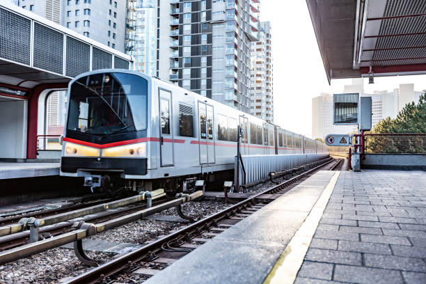 istock A light subway metro train is approaching an open-air station in the city. Horizontal orientation 1226975178