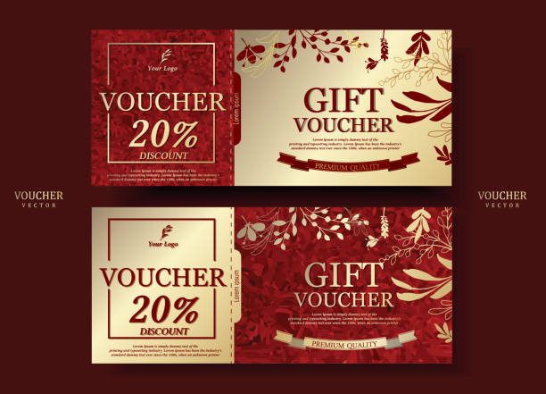 Set high quality gift vouchers. Chinese style. There is a sparkling red gem in the background decorated with gold and leaf patterns. Sales promotion. Illustration/vector Set high quality gift vouchers. Chinese style. There is a sparkling red gem in the background decorated with gold and leaf patterns. Sales promotion. Illustration/vector wish yuan stock illustrations