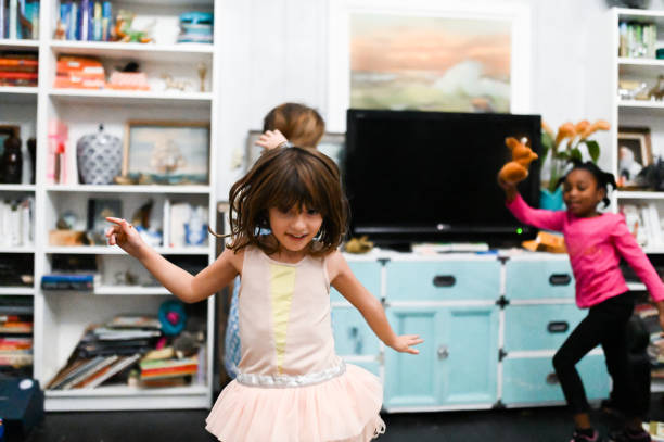 Home lesson in ballroom dancing with remote communication with the teacher via a tablet