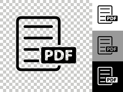 PDF Document Icon on Checkerboard Transparent Background. This 100% royalty free vector illustration is featuring the icon on a checkerboard pattern transparent background. There are 3 additional color variations on the right..