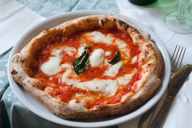 Genuine Neapolitan Pizza Margherita, Italy stock photo