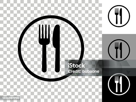 istock Food Court Sign Icon on Checkerboard Transparent Background 1226981990