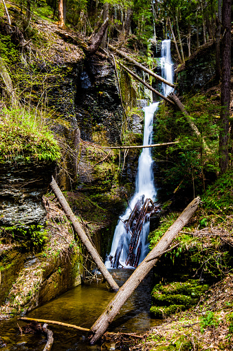 Scenic Silverthread falls of Dingmans ferry in spring time