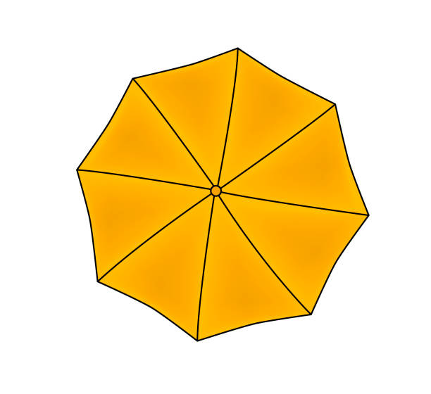 黄色い傘。白い背景に孤立した傘。トップ ビュー。イメージ。雨の傘 - rain protection personal accessory autumn点のイラスト素材／クリップアート素材／マンガ素材／アイコン素材