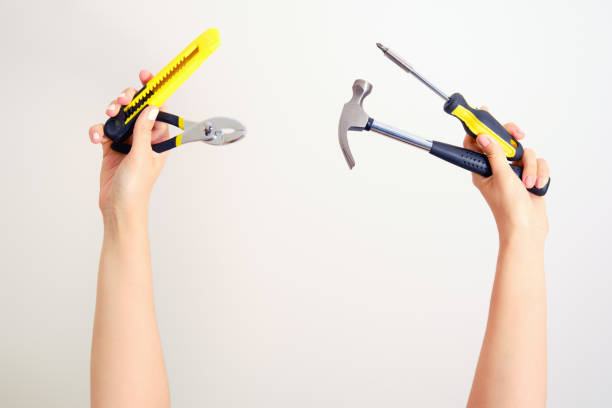 Close-up on working tools at an auto repair shop