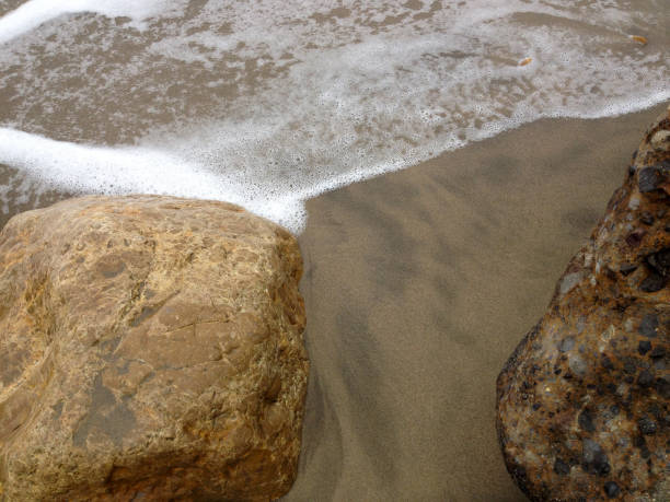 istock Natural background Beach surf coastline sand foam rocks 1226984053