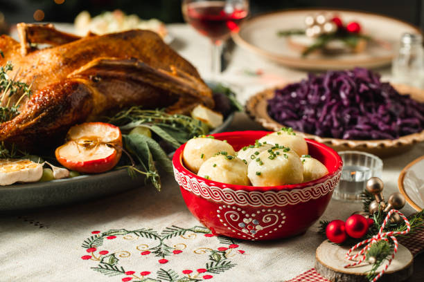 istock Delicious Christmas dinner served on table 1226984056