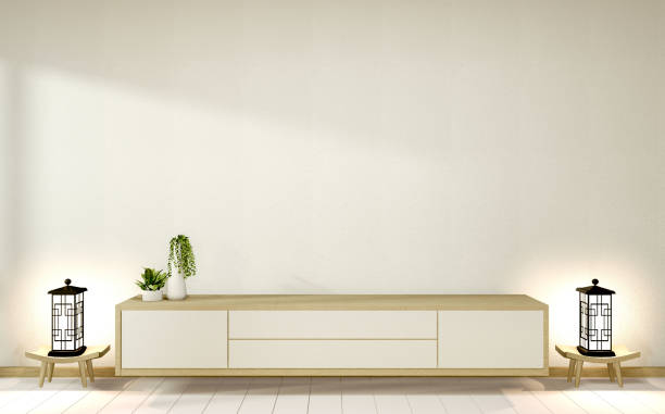 istock Cabinet wooden in white empty interior room style, 3d rendering 1226984885