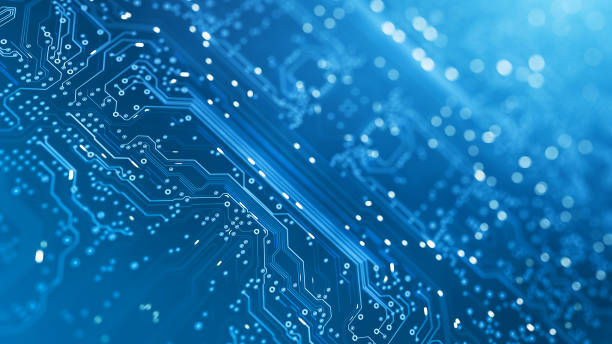 Circuit Board - Blue - Computer, Data, Technology, Artificial Intelligence Digitally generated image, perfectly usable for all kinds of topics related to computers, electronics or technology in general. computer part photos stock pictures, royalty-free photos & images
