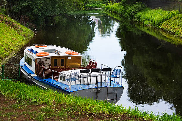 istock Motor boat on the still water 122698671