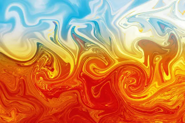 fire and ice fluid abstract background. Concept of heaven and hell, good and bad, hot and cold, yin and yang.