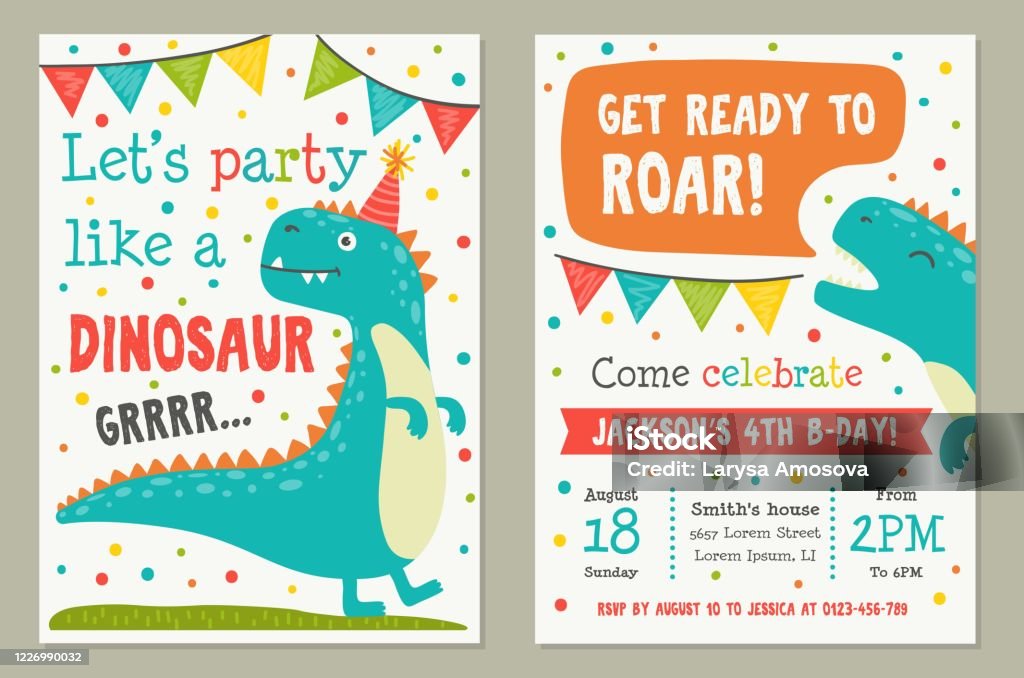 Ilustración de Plantilla De Tarjeta De Invitación De Fiesta De Juguete  Dinosaurio y más Vectores Libres de Derechos de Dinosaurio - iStock