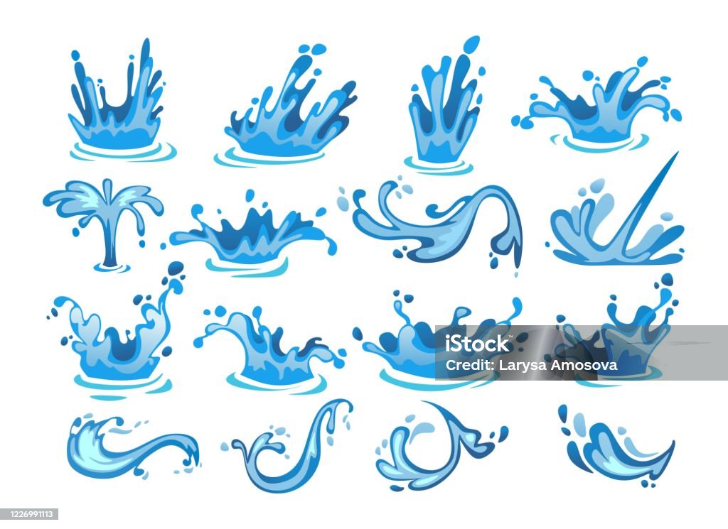 Water Splash Cartoon Set Colorful Water Arch Drops Whirls Waves Water  Motion Collection Isolated On White Background Vector Illustration Stock  Illustration - Download Image Now - iStock