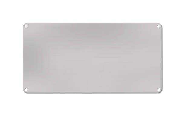 istock Blank metal plate, vector illustration. Empty gray metallic signboard - template for design. 1226991351