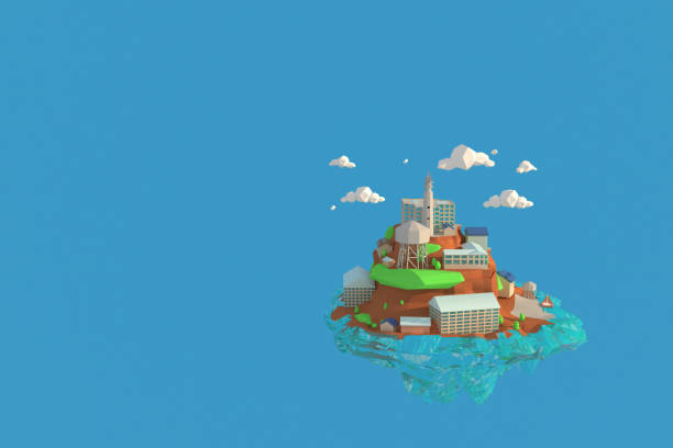 istock 3D illustrator Alcatraz Island in  USA. 3d rendering Low Polygon Geometry Background. Abstract Polygonal Geometric Shape. Lowpoly Minimal Style Art. 1226992013