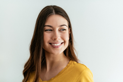 Portrait of beautiful woman at home