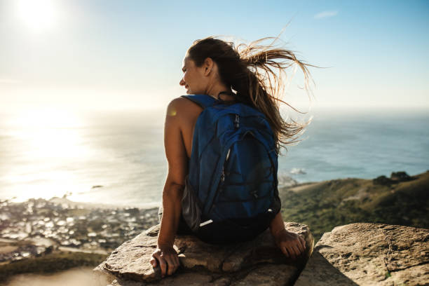 istock Hiker relaxing on mountain top 1226994188