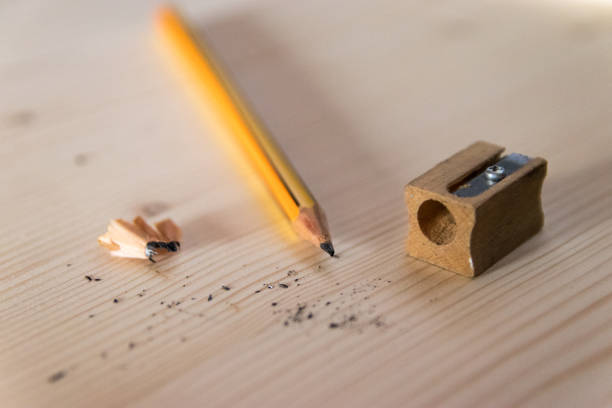 istock Graphite pencil, pencil sharpener and pencil shavings 1226995266