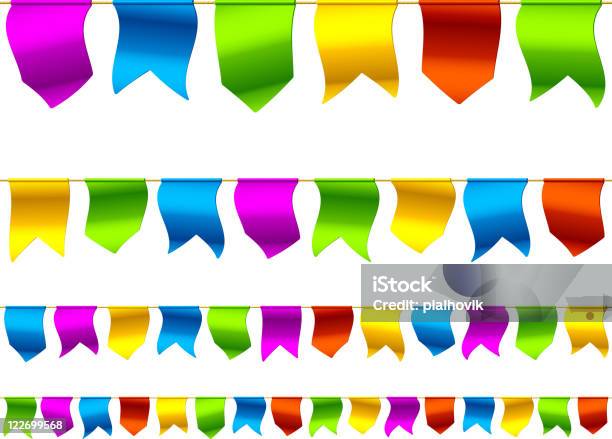 Drapeaux Bunting Vecteurs libres de droits et plus d'images vectorielles de Brillant - Brillant, Corde, Couleur vive